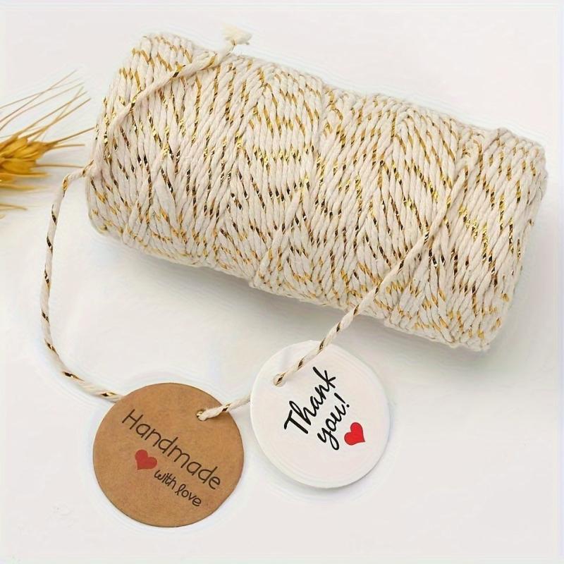 Golden Silk Cotton Thread Christmas Gift Wrapping, 44 Meter Long
