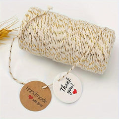 Golden Silk Cotton Thread Christmas Gift Wrapping, 44 Meter Long