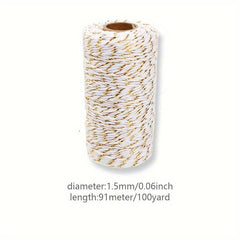 Golden Silk Cotton Thread Christmas Gift Wrapping, 44 Meter Long
