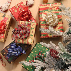 12pcs Xmas Gift Bows & Tags Set - Wrap Pull Bows with Ribbon