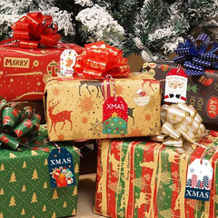 12pcs Xmas Gift Bows & Tags Set - Wrap Pull Bows with Ribbon