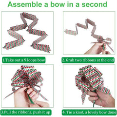 12pcs Xmas Gift Bows & Tags Set - Wrap Pull Bows with Ribbon