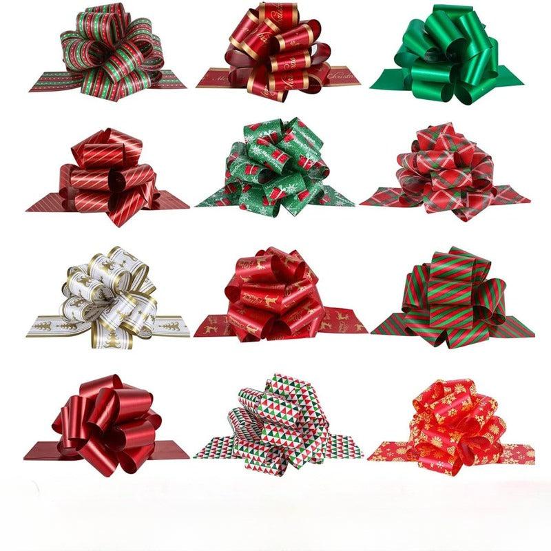 12pcs Xmas Gift Bows & Tags Set - Wrap Pull Bows with Ribbon