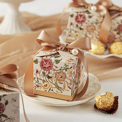 Hand Drawn Floral Plant Candy Box Wedding Favors Holiday Christmas Delights