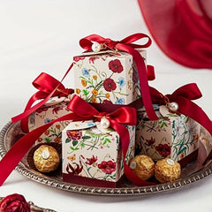Hand Drawn Floral Plant Candy Box Wedding Favors Holiday Christmas Delights