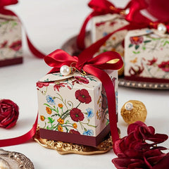 Hand Drawn Floral Plant Candy Box Wedding Favors Holiday Christmas Delights