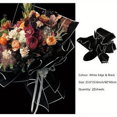 20 Sheets Flower Wrapping Paper Waterproof Bouquet Supplies 58.42 x 58.42 cm
