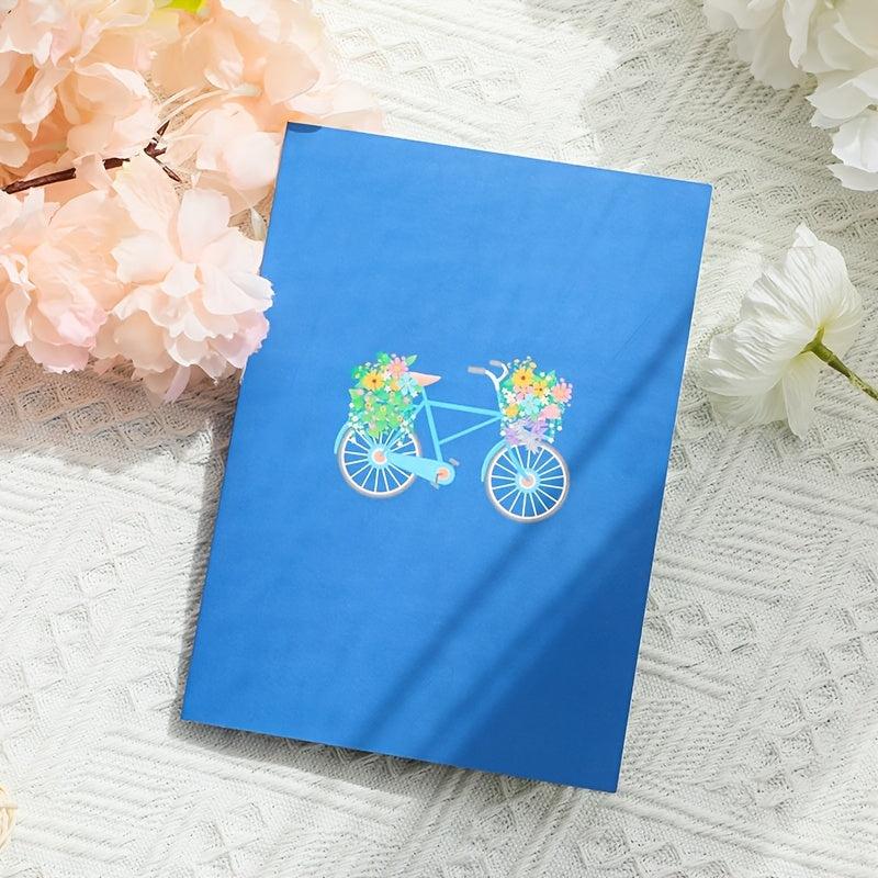 3D Flower Bicycle Pop Up Card - Anniversary, Mothers, Valentines, Thank You