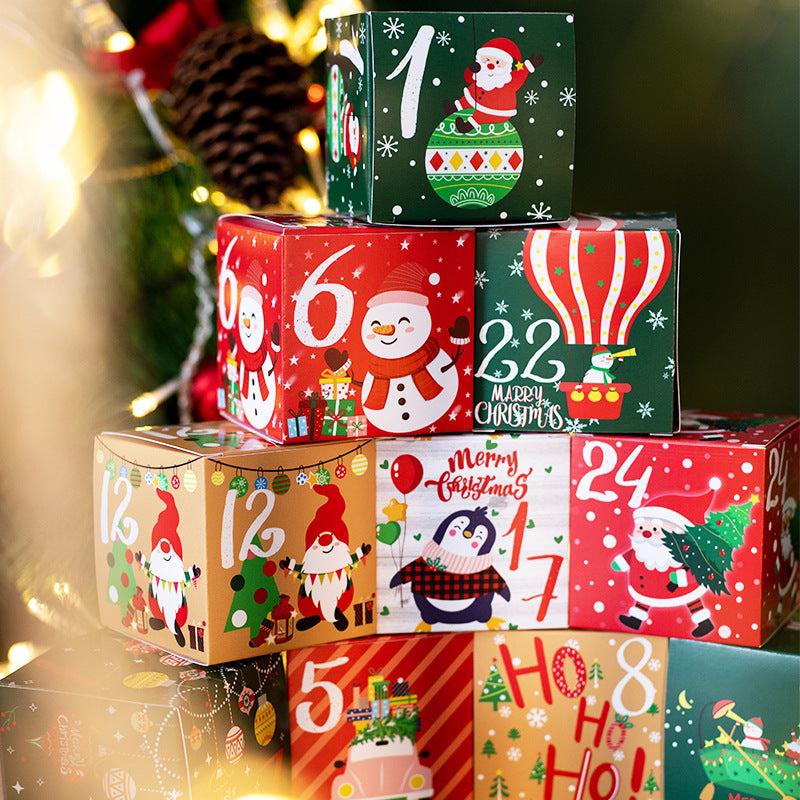 24pcs Christmas Advent Calendar Candy Box Paper Packaging Navidad Gift Boxes