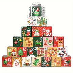 24pcs Christmas Advent Calendar Candy Box Paper Packaging Navidad Gift Boxes