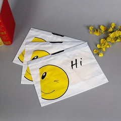 50pcs Smile Face Tote Bag, Takeaway Packing Bag, Small Business Supplies