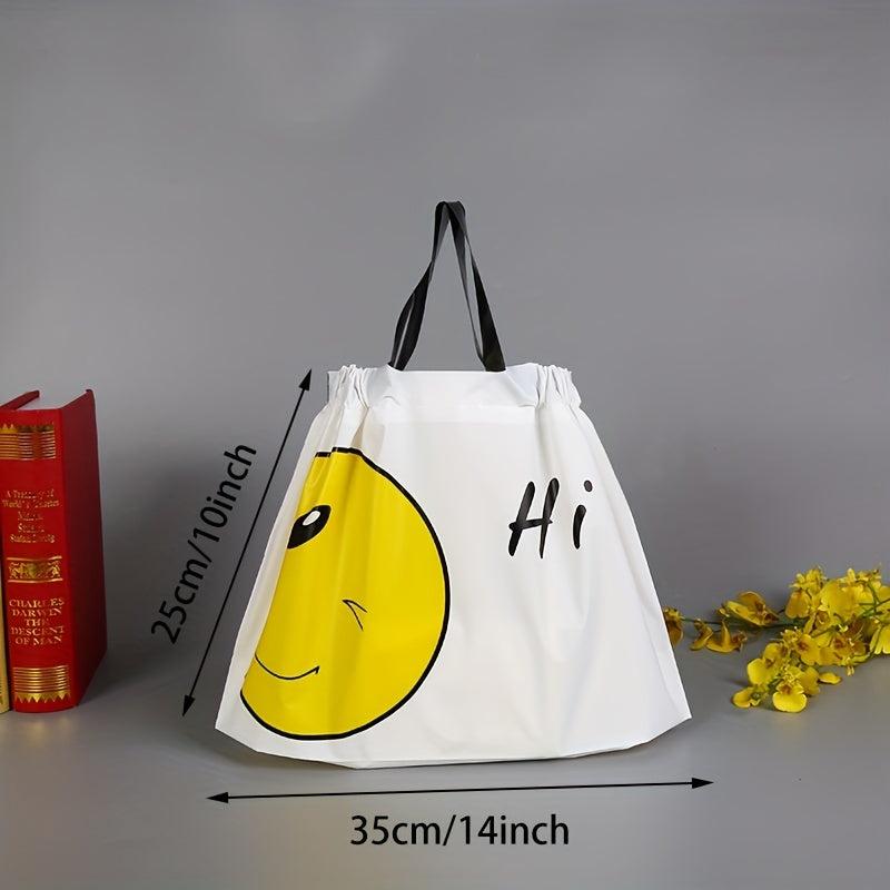 50pcs Smile Face Tote Bag, Takeaway Packing Bag, Small Business Supplies