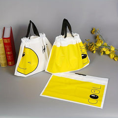 50pcs Smile Face Tote Bag, Takeaway Packing Bag, Small Business Supplies