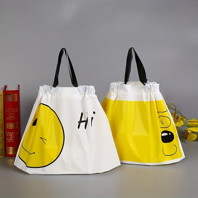 50pcs Smile Face Tote Bag, Takeaway Packing Bag, Small Business Supplies