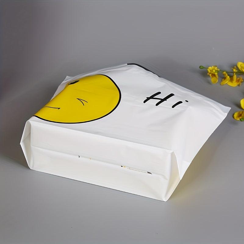 50pcs Smile Face Tote Bag, Takeaway Packing Bag, Small Business Supplies