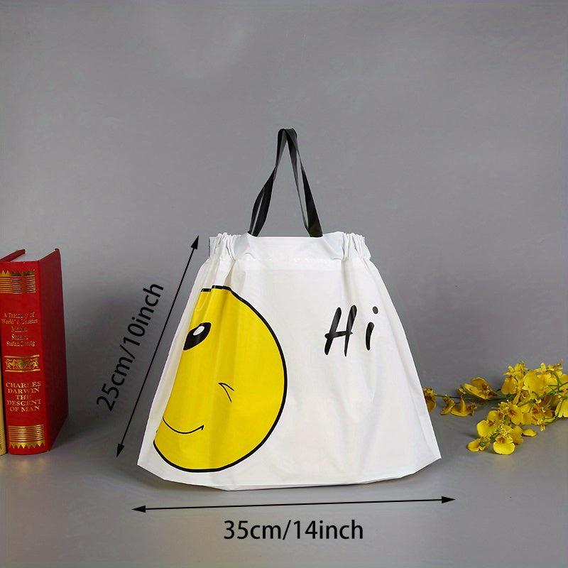 50pcs Smile Face Tote Bag, Takeaway Packing Bag, Small Business Supplies