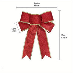 8pcs Glitter Christmas Tree Bow Ribbon Bows - Holiday Christmas Decor