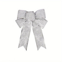 8pcs Glitter Christmas Tree Bow Ribbon Bows - Holiday Christmas Decor