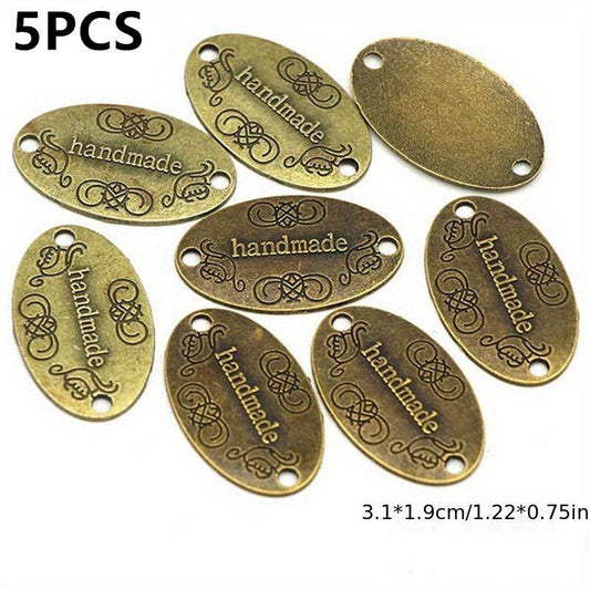 Vintage Alloy Labels 20pcs for Clothes Hats Bags 31mm Metal Tags