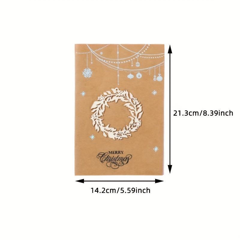 Vintage Laser Wood Carving Christmas Greeting Card with Envelope