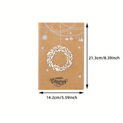 Vintage Laser Wood Carving Christmas Greeting Card with Envelope