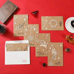 Vintage Laser Wood Carving Christmas Greeting Card with Envelope
