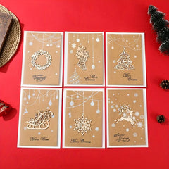 Vintage Laser Wood Carving Christmas Greeting Card with Envelope