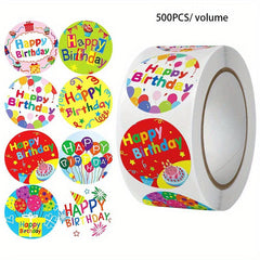 500pcs Birthday Self-adhesive Sticker Label Holiday Gift Decorative Seal Sticker