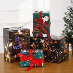 9pcs Christmas Gift Wrapping Paper Bouquet Flower Decorative Large Size Ribbons