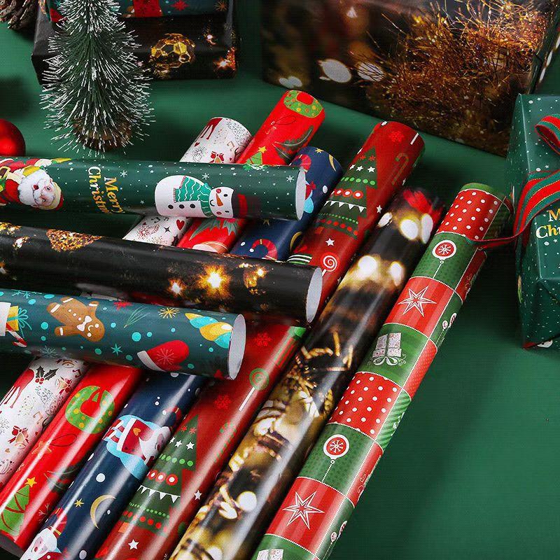 9pcs Christmas Gift Wrapping Paper Bouquet Flower Decorative Large Size Ribbons