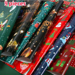 9pcs Christmas Gift Wrapping Paper Bouquet Flower Decorative Large Size Ribbons