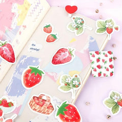 45pcs Boxed Strawberry Pink Sealing Stickers for Scrapbook and Diary Decoration