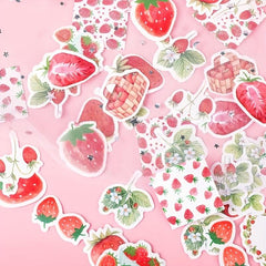 45pcs Boxed Strawberry Pink Sealing Stickers for Scrapbook and Diary Decoration