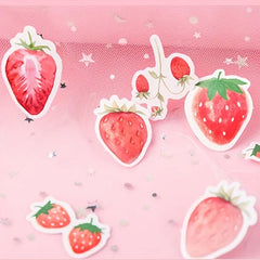 45pcs Boxed Strawberry Pink Sealing Stickers for Scrapbook and Diary Decoration