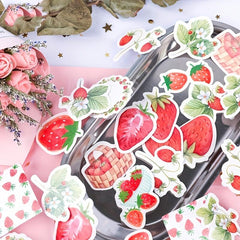 45pcs Boxed Strawberry Pink Sealing Stickers for Scrapbook and Diary Decoration