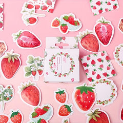 45pcs Boxed Strawberry Pink Sealing Stickers for Scrapbook and Diary Decoration