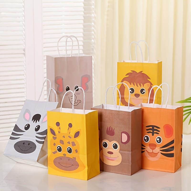 6pcs Animal Gift Bags With Handles Goodie Bags