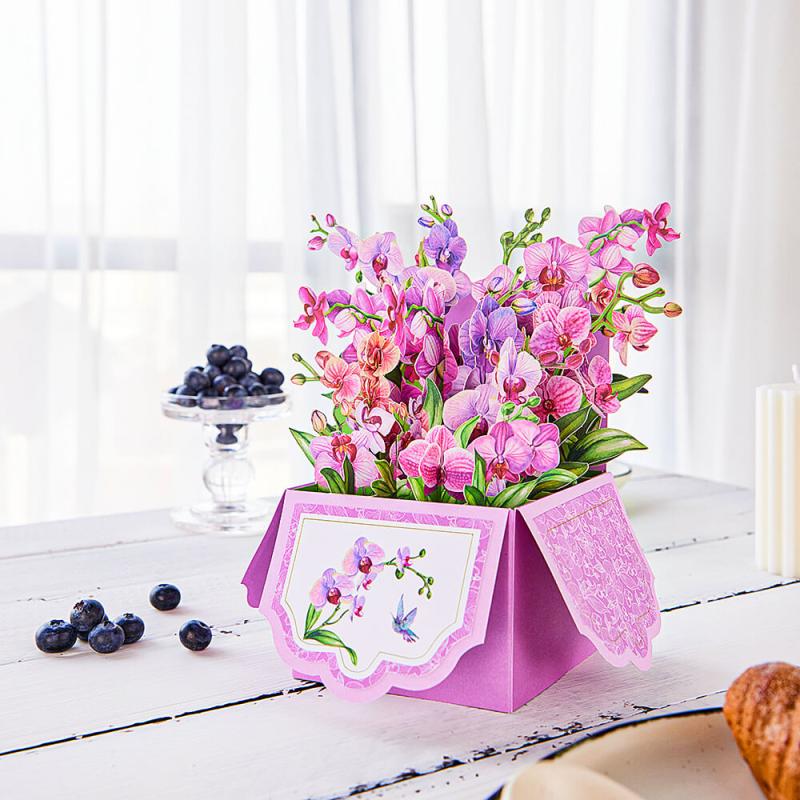 Orchid Pop Up Flower Box Card - Home Decor & Mother's Day