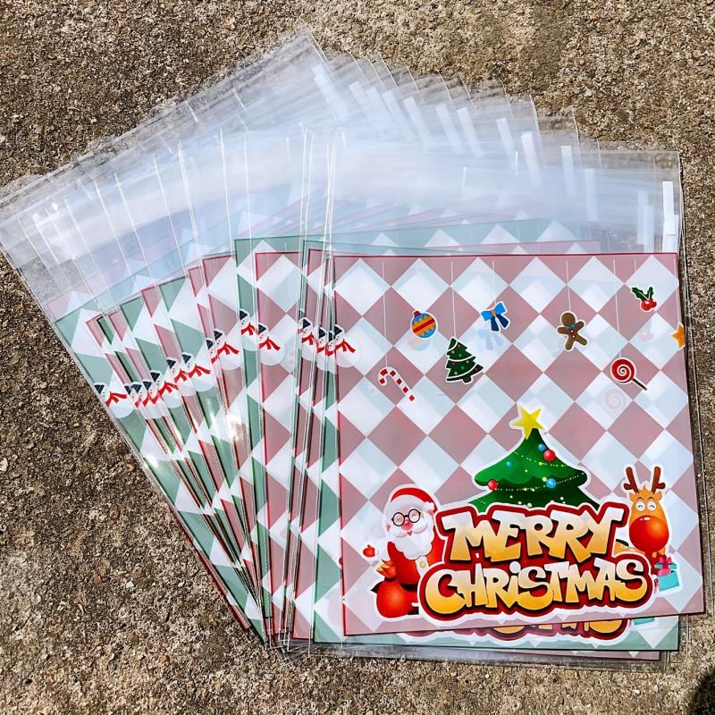 100pcs Christmas Opp Ziplock Bag Santa Claus Party Packaging