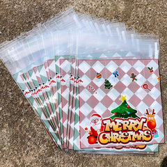 100pcs Christmas Opp Ziplock Bag Santa Claus Party Packaging