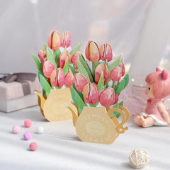 3D Tulip Flower Greeting Card - Birthday Blessing for Mom