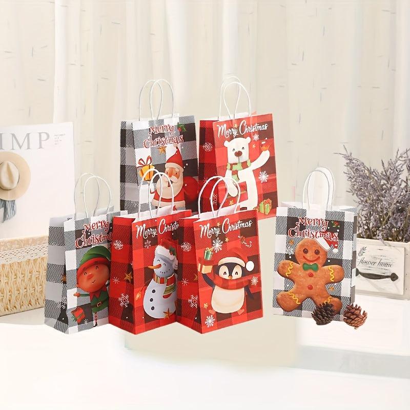 6pcs 21 15 Merry Christmas Gift Bag X Mas Santa Claus Cookie DIY Hand Bags