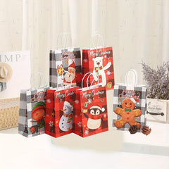 6pcs 21 15 Merry Christmas Gift Bag X Mas Santa Claus Cookie DIY Hand Bags