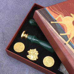 Retro Deer Christmas Wax Seal Set with Gold Paint Pen