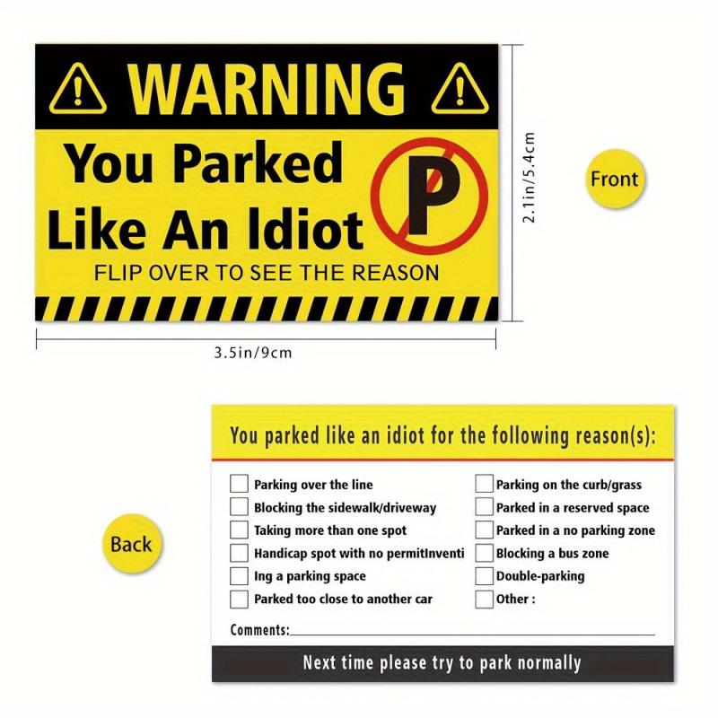50pcs Bad Parking Cards Funny No Parking Cards with Reasons