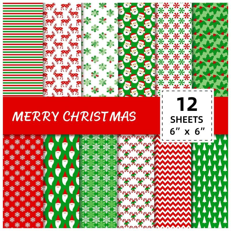 12pcs Christmas Wrapping Paper Santa Claus Pattern