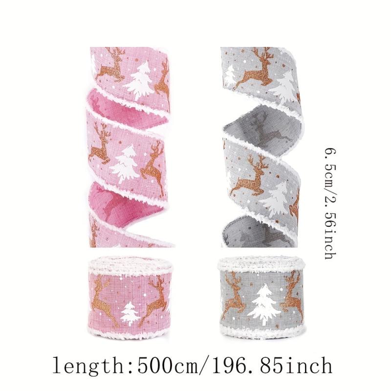 Christmas Ribbon For Christmas Trees Wrapping Fabric Xmas Decorative Ribbon