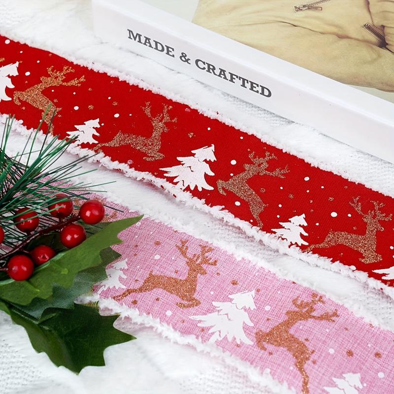 Christmas Ribbon For Christmas Trees Wrapping Fabric Xmas Decorative Ribbon