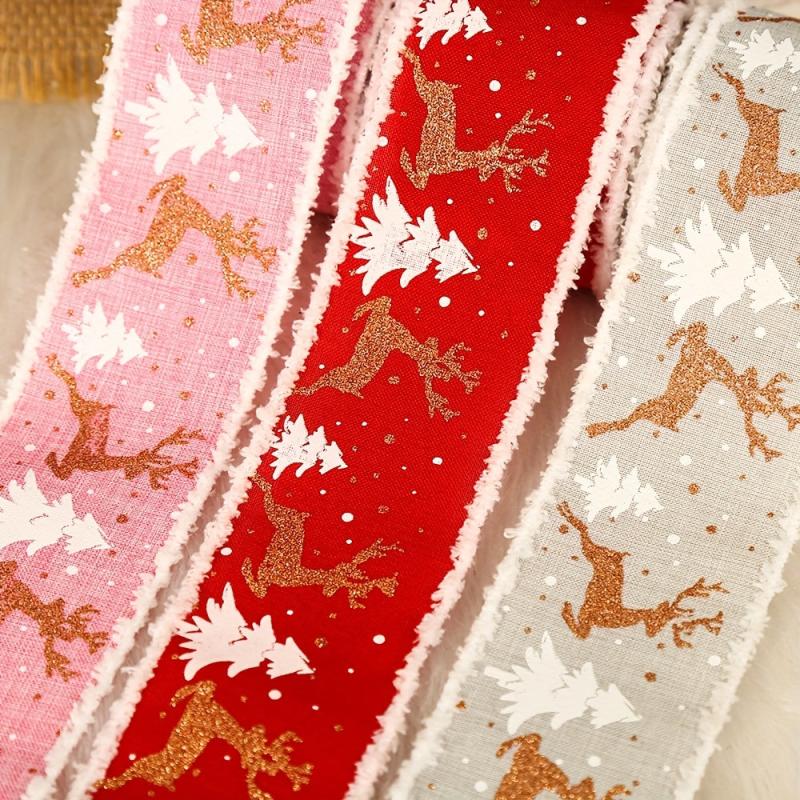 Christmas Ribbon For Christmas Trees Wrapping Fabric Xmas Decorative Ribbon