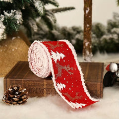 Christmas Ribbon For Christmas Trees Wrapping Fabric Xmas Decorative Ribbon